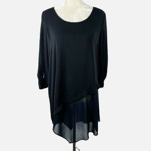 Soft Surroundings Mayfair Tunic Small S Top Asymmetrical Hem Long Sleeve Black